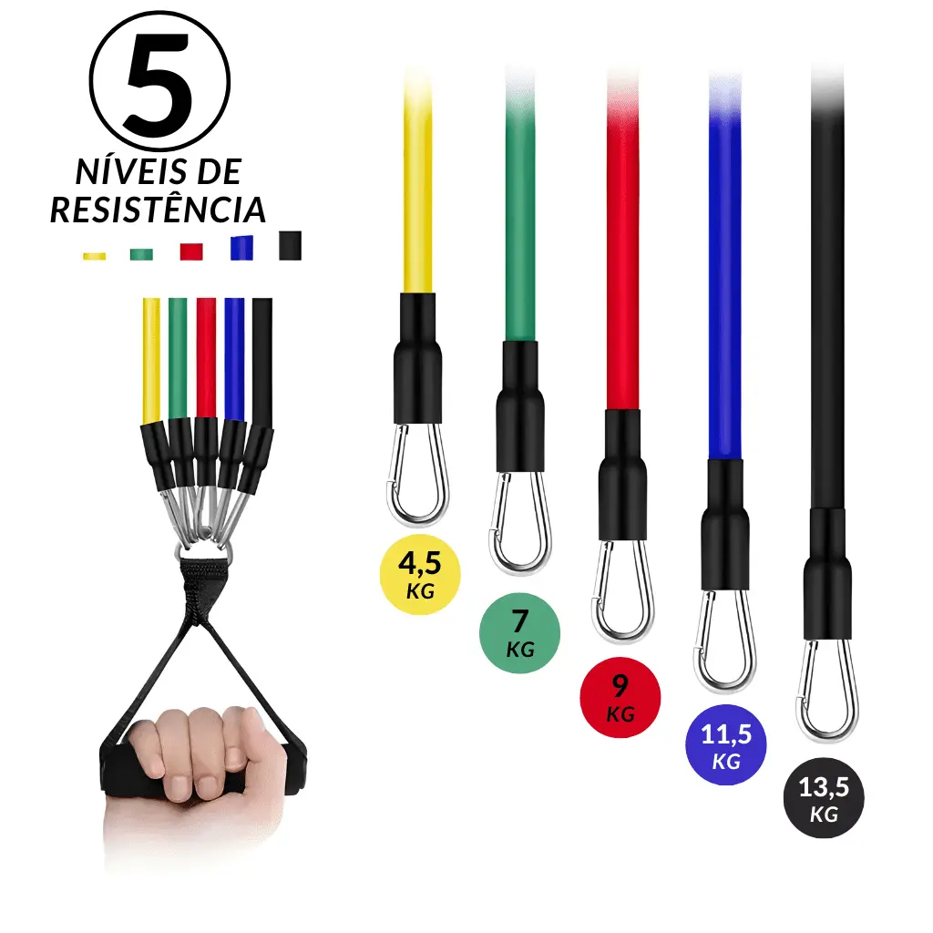 Kit Extensor Elástico 11 Peças-5-niveis-resistencia